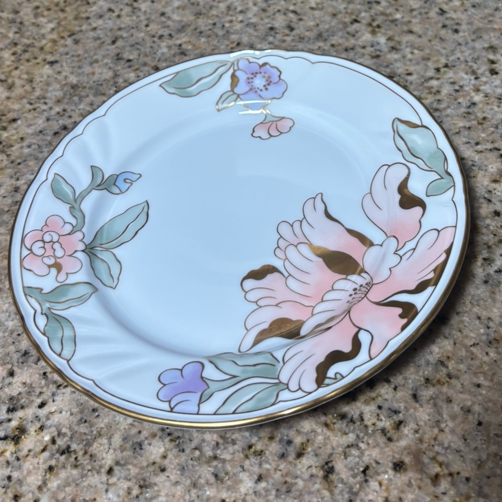 Fitz and Floyd Floral salad Plate with Gold Accents